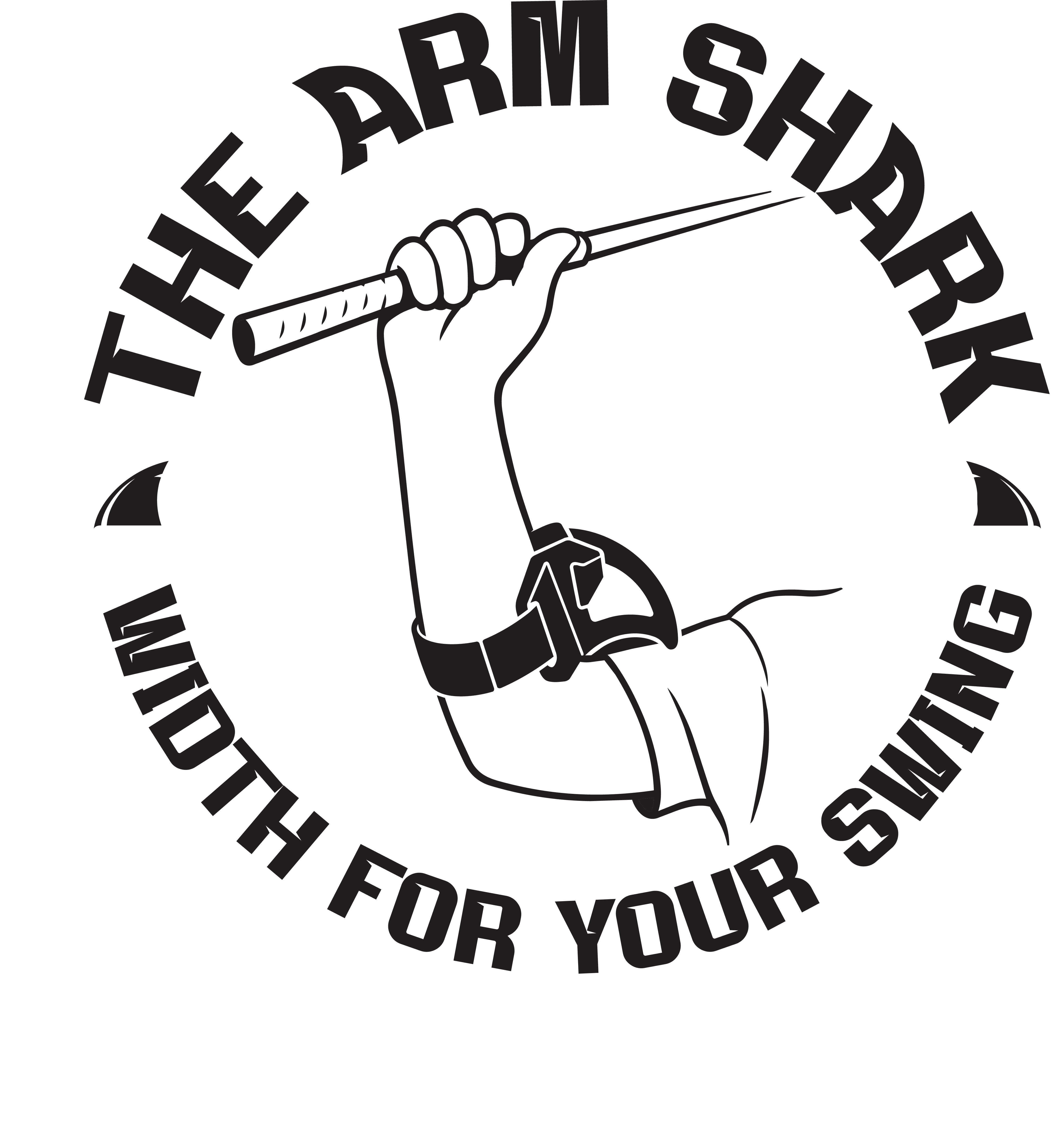Illustration showing Arm Shark fitted on a golfer’s trail arm
